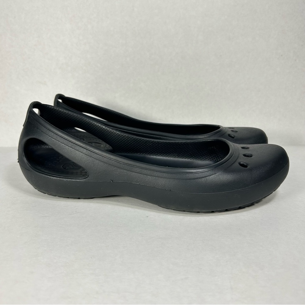 CROCS Women's Black Slip-On Ballet Flats with Vent Detail